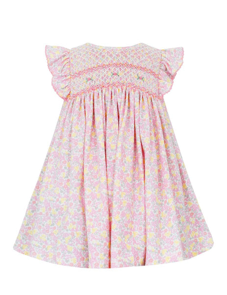 Smocked Pink Floral Knit Dress