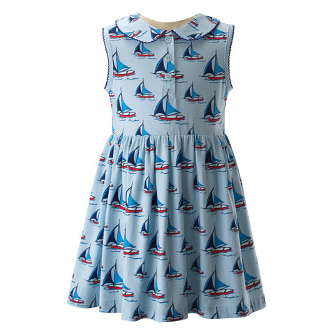 Blue Sailboat Dress- Pima