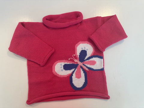 Pink Butterfly Rollneck Sweater