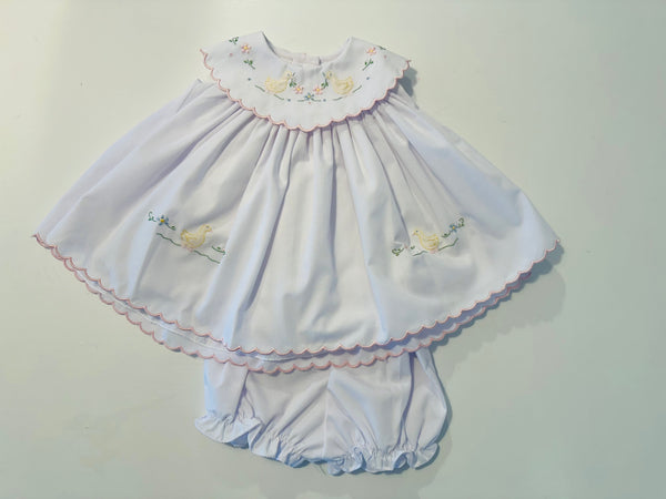 White Embroidered Duck Dress