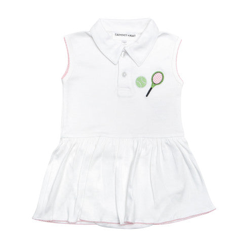 White Pima Tennis Embroidered Dress