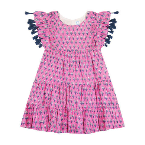 Mer St Barth Pink Print Tassel Dress