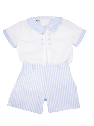Blue Stripe 2pc Shorts Outfit