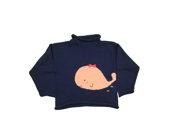 Royal Blue Cotton  Sweater with Pink Whale