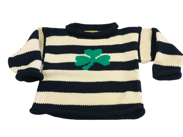 Navy Striped Shamrock Sweater