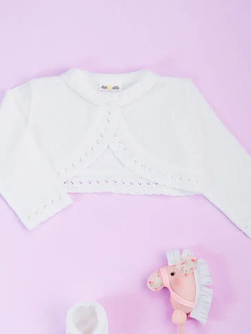 Girls White Bolero Sweater