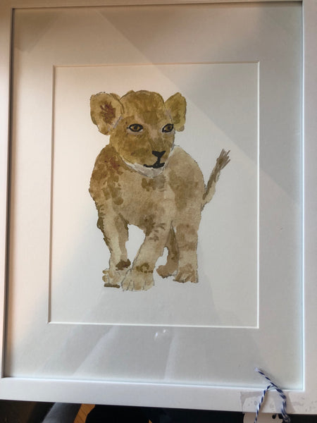 Baby Lion Water Color Print