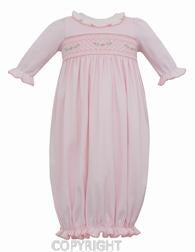 Pink Smocked Ruffle Gown